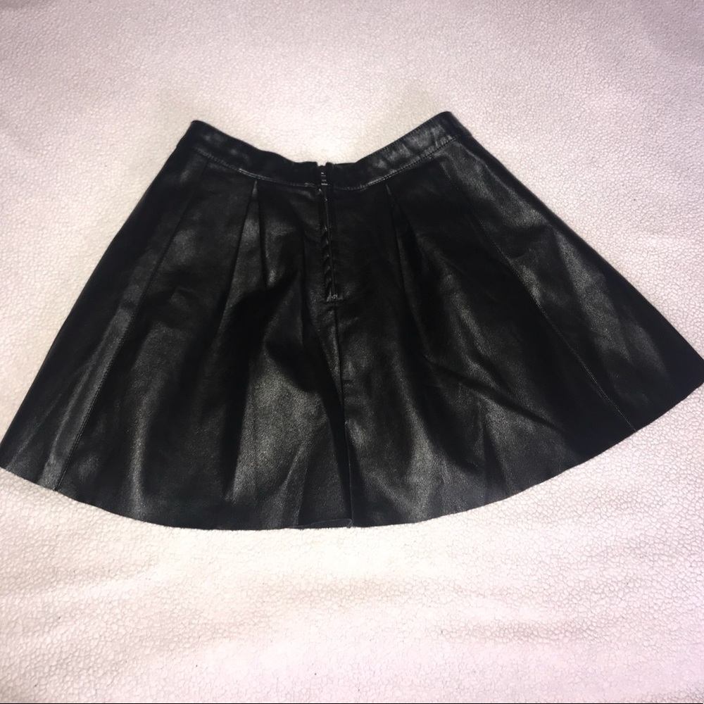 Black leather skater skirt